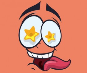 Funny cartoon face expression design vector 03