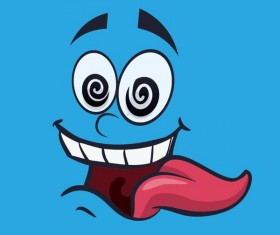 Funny cartoon face expression design vector 04