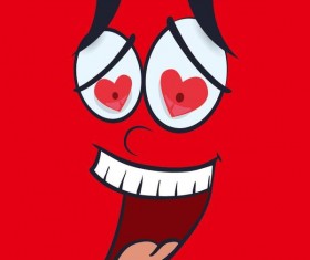 Funny cartoon face expression design vector 05