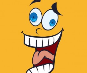 Funny cartoon face expression design vector 07