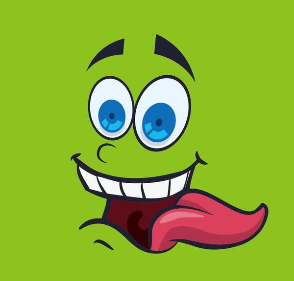 Funny cartoon face expression design vector 08