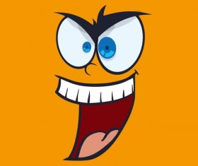 Funny cartoon face expression design vector 09