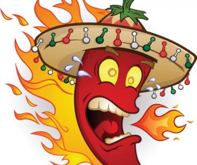 Funny cartoon pepper characters vector 03