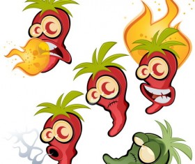 Funny cartoon pepper characters vector 04