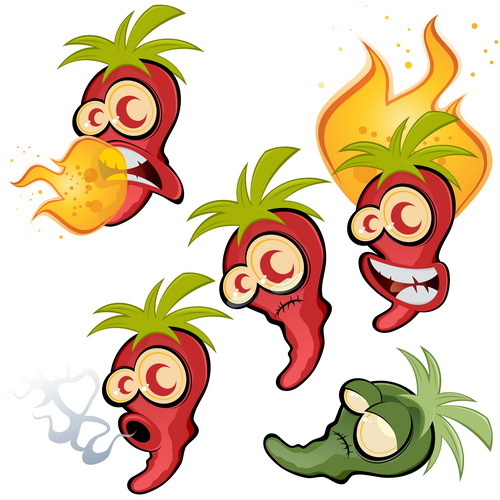 Funny cartoon pepper characters vector 04