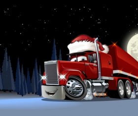 Funny chrismtas red truck vector design 02