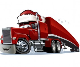 Funny chrismtas red truck vector design 03