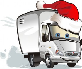 Funny chrismtas red truck vector design 04