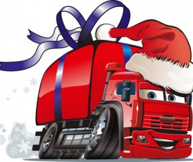 Funny chrismtas red truck vector design 05