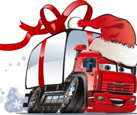 Funny chrismtas red truck vector design 06