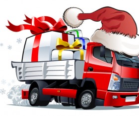 Funny chrismtas red truck vector design 08