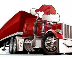 Funny chrismtas red truck vector design 09