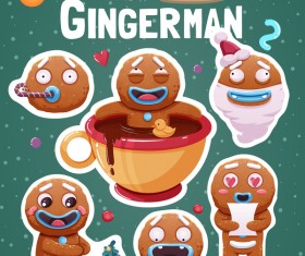Funny christmas sticker design vector 01