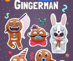 Funny christmas sticker design vector 02
