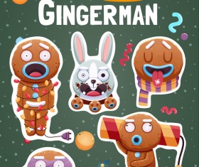 Funny christmas sticker design vector 03