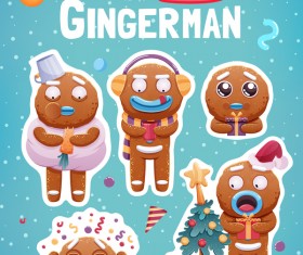 Funny christmas sticker design vector 05