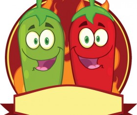 Funny red with green cartoon pepper vector