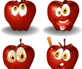 Funy apple facial expression icons