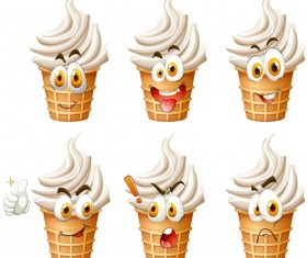 Funy ice cream facial expression icons