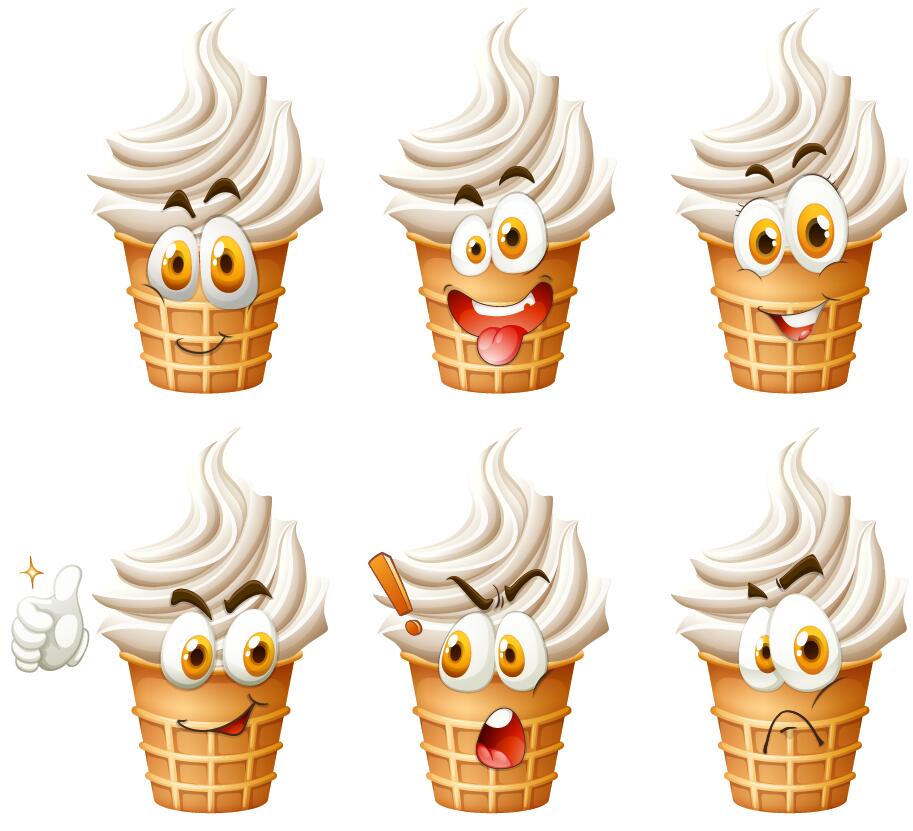 Funy ice cream facial expression icons