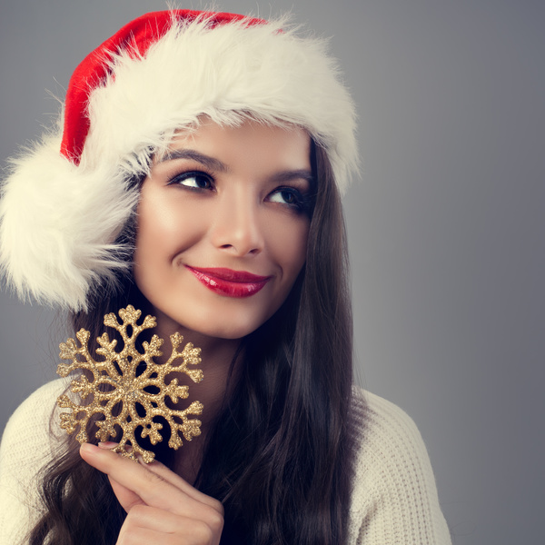 Girl with christmas hat Stock Photo 02