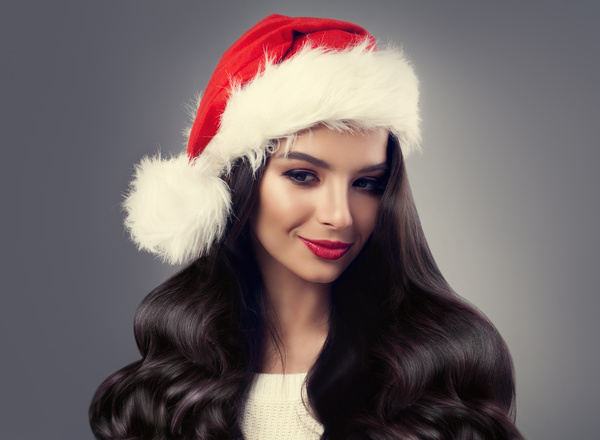 Girl with christmas hat Stock Photo 05