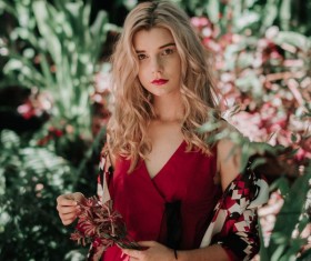 Girl with flowers Stock Photo