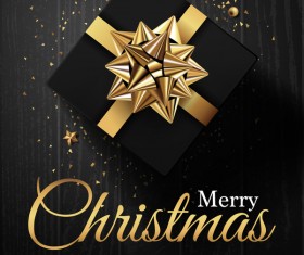 Golden 2018 yew year card with black wooden background vector 02