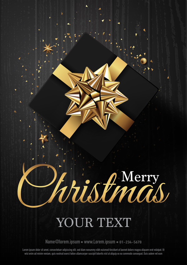 Golden 2018 yew year card with black wooden background vector 02