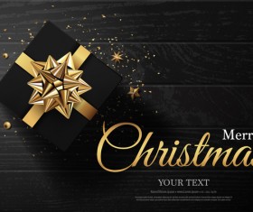 Golden 2018 yew year card with black wooden background vector 03