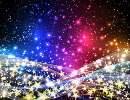 Golden stars light background with abstract vectors