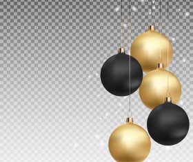 Golden with black xmas baubles illustration vector