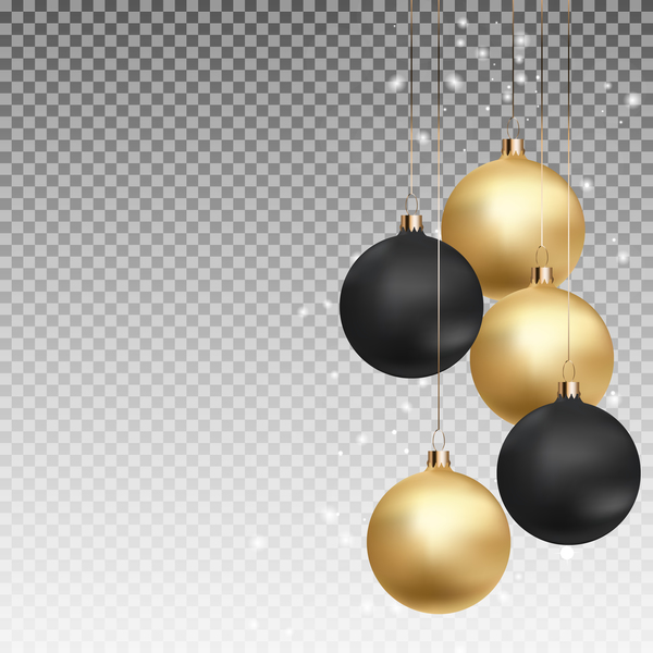 Golden with black xmas baubles illustration vector