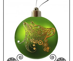 Green christmas ball with new year dog frame vector 03