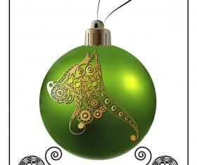 Green christmas ball with new year dog frame vector 04