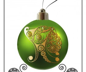 Green christmas ball with new year dog frame vector 05