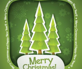 Green christmas greeting card vector material