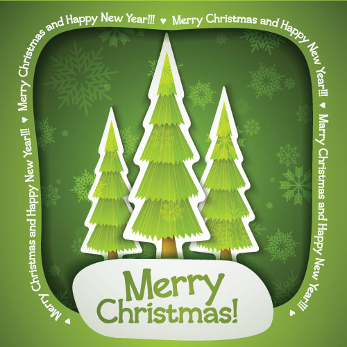 Green christmas greeting card vector material