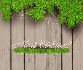 Green pine needles with christmas background vector