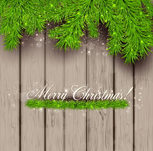 Green pine needles with christmas background vector