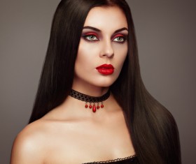 Halloween Vampire Woman makeup Stock Photo 01