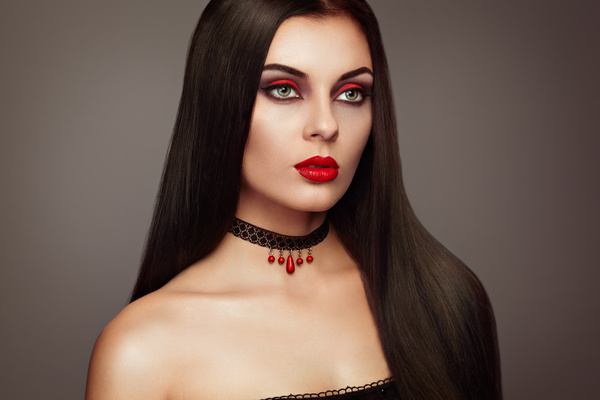 Halloween Vampire Woman makeup Stock Photo 01