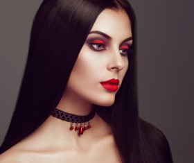 Halloween Vampire Woman makeup Stock Photo 02