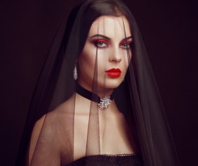 Halloween Vampire Woman makeup Stock Photo 03