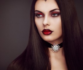 Halloween Vampire Woman makeup Stock Photo 04