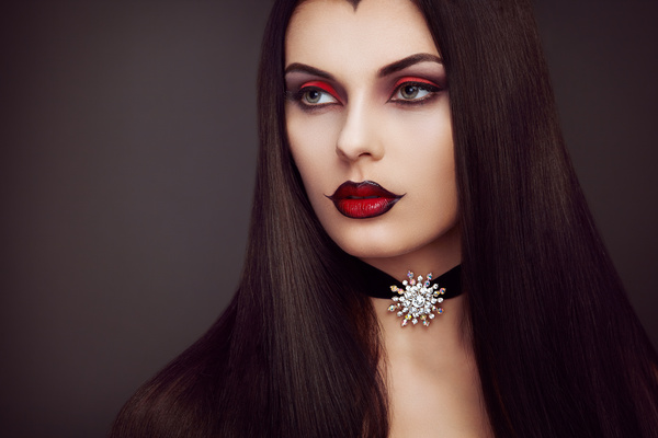 Halloween Vampire Woman makeup Stock Photo 04