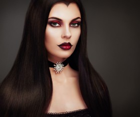 Halloween Vampire Woman makeup Stock Photo 06
