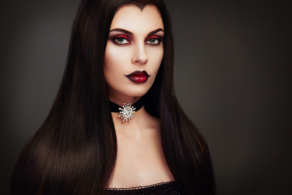 Halloween Vampire Woman makeup Stock Photo 06