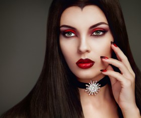 Halloween Vampire Woman makeup Stock Photo 07