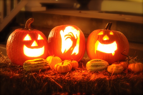 Halloween pumpkin lights Stock Photo